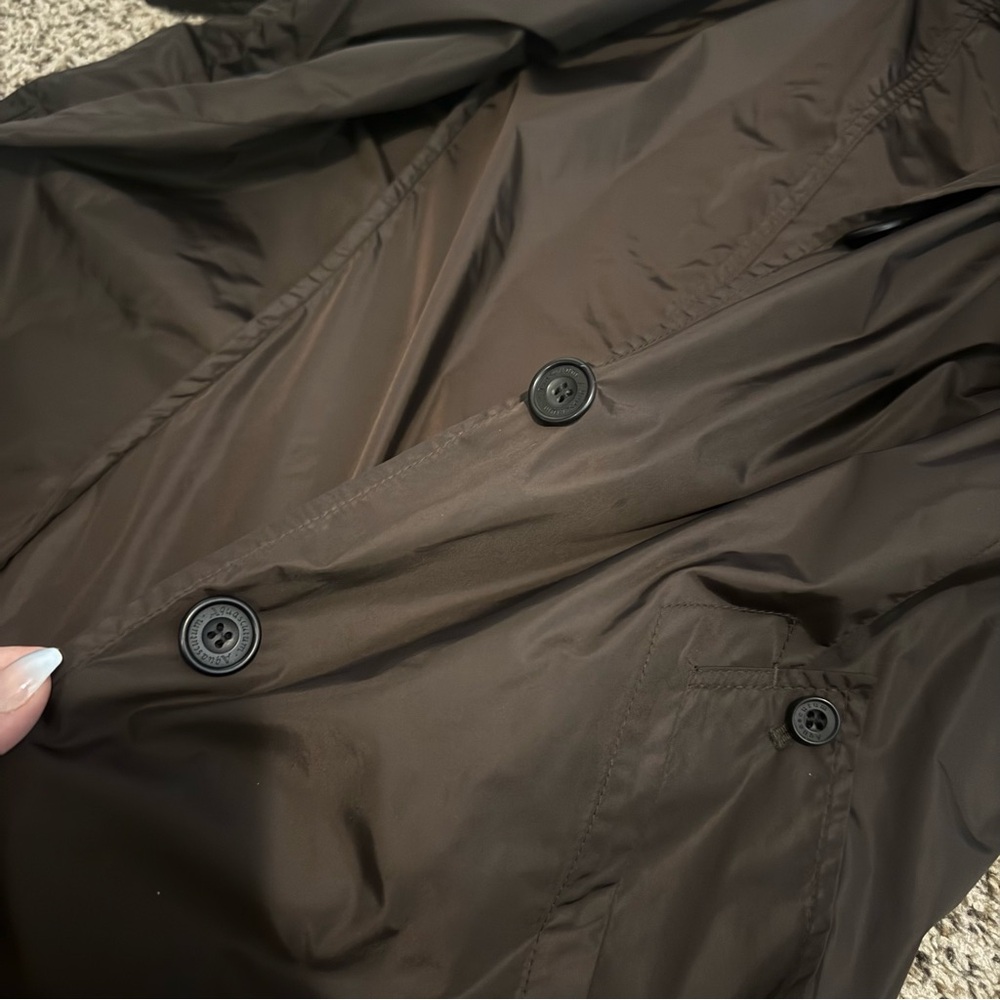 Aquascutum London Brown Long Packable Hooded Rain Coat Womens Size Small - Picture 14 of 15